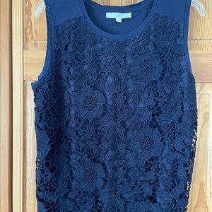 Loft multimedia lace overlay tank top